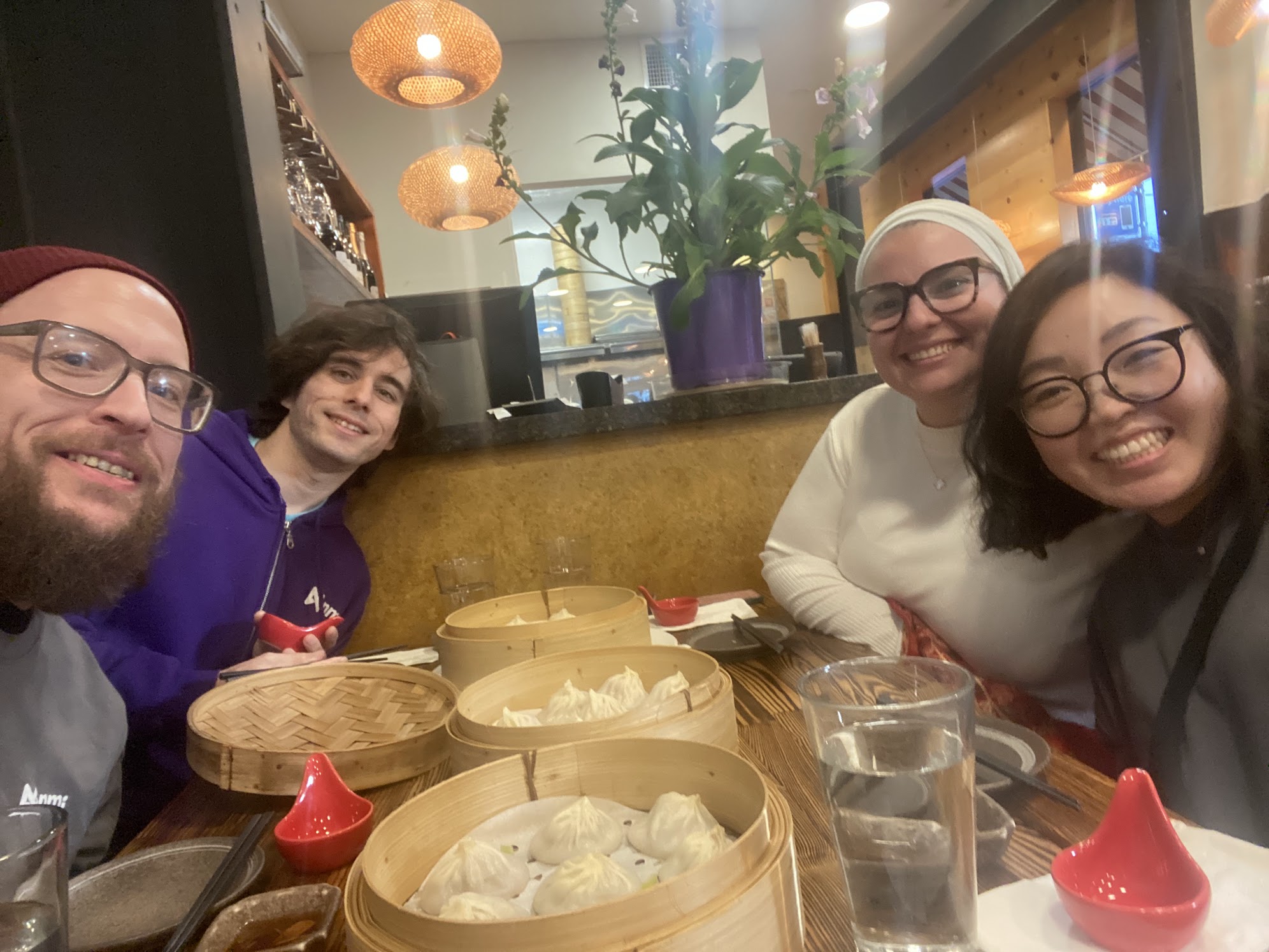 Dumpling dinner selfie with team members
