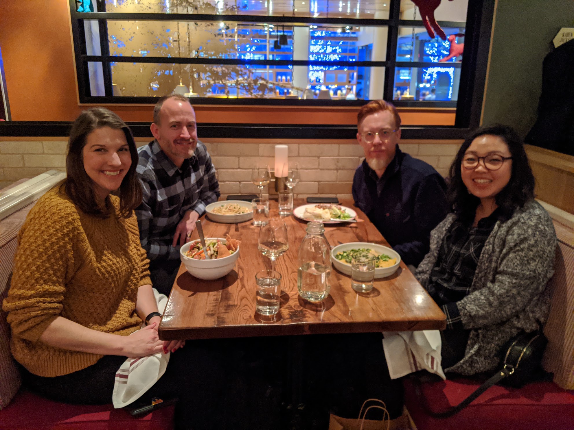 Team dinner at a restaurant