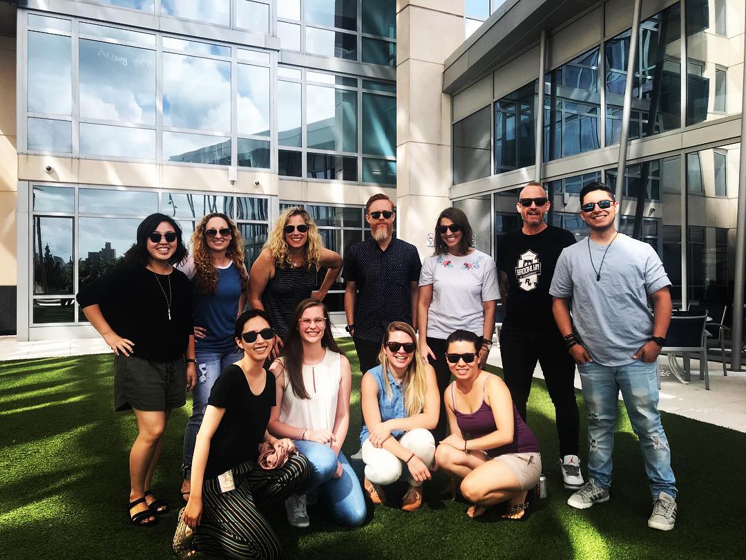 Team photo outdoors with colleagues