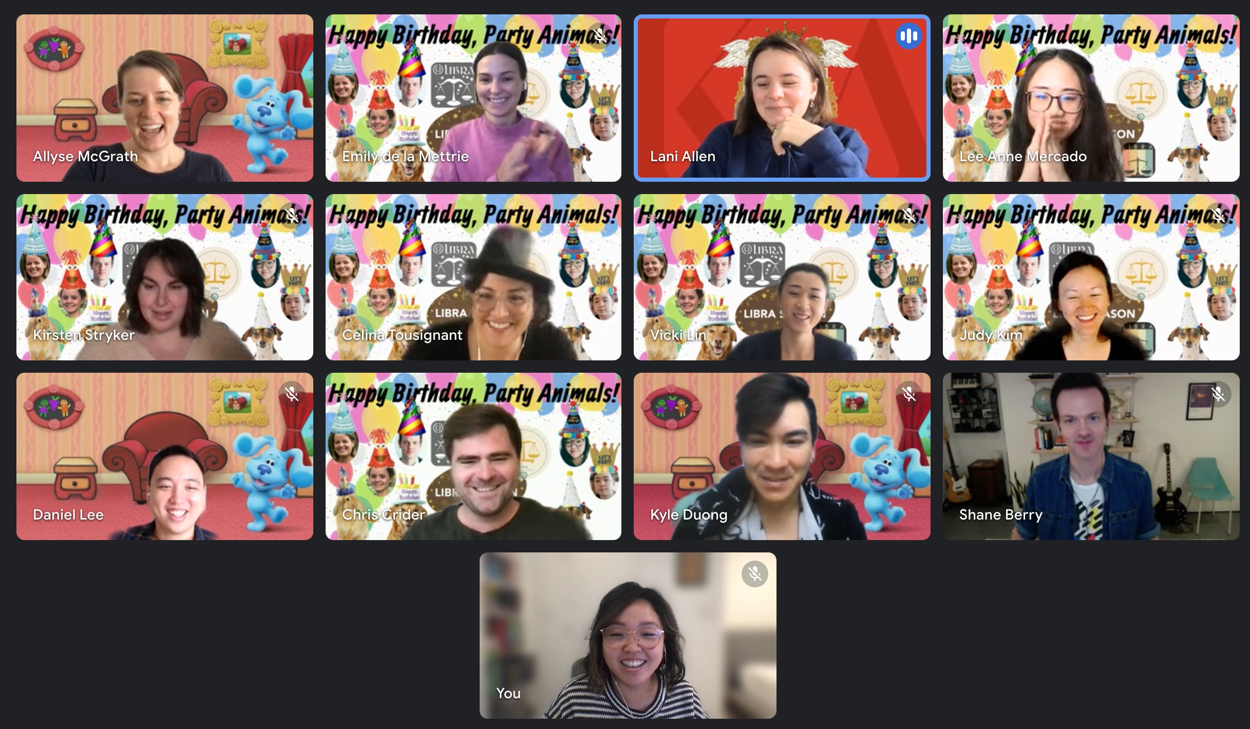 Virtual birthday party celebration